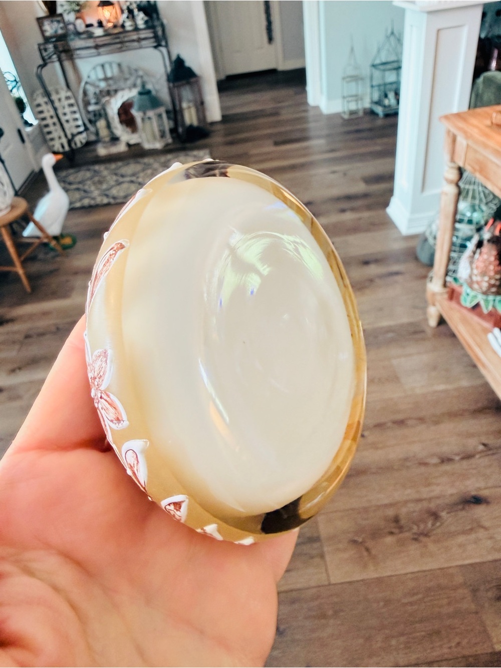 Mid-century Bohemian Czech Encased Glass Ashtray with Neutral Colors - Picture 13 of 17